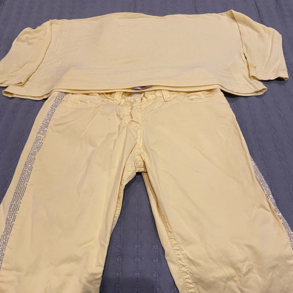 Monnalisa Yellow Pants (7) and Shrug (6)